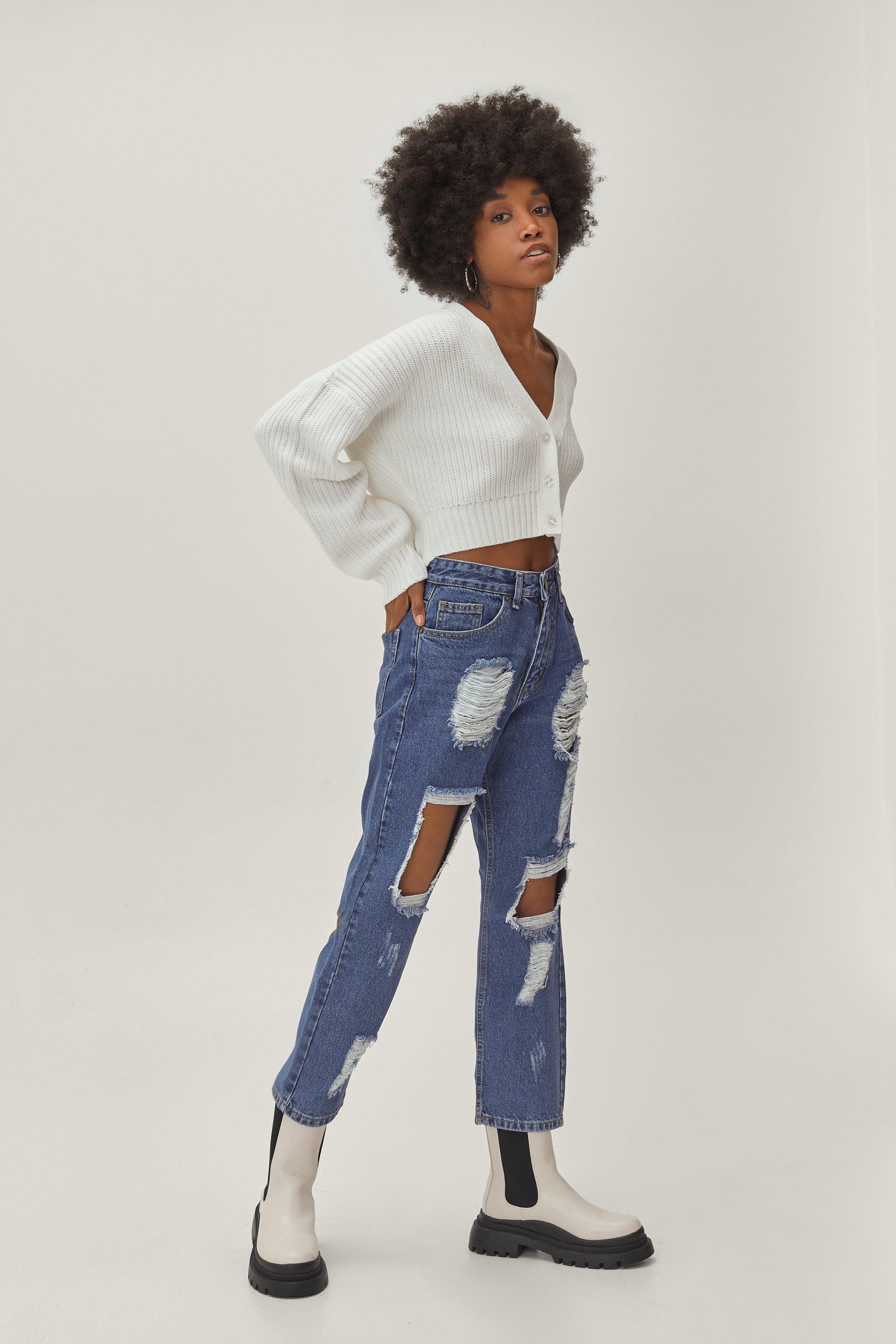 Petite Distressed Mom Jeans Nasty Gal